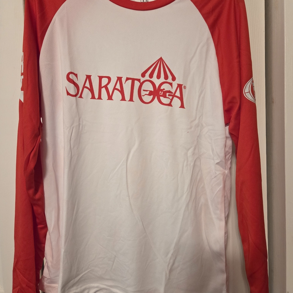 A.P.C. Saratoga Racetrack Red and White Long Sleeve Tee